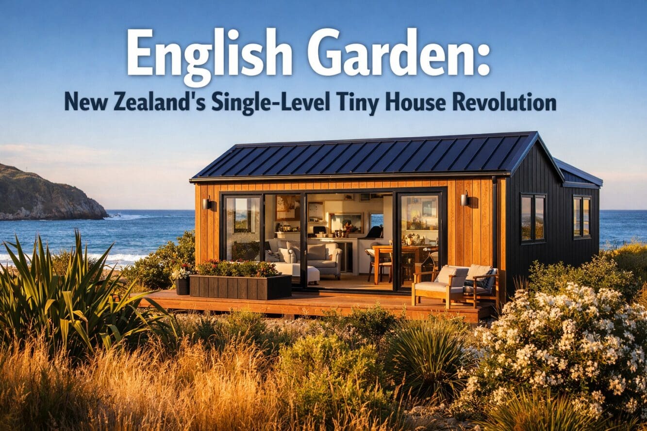 English Garden by South Base Tiny Homes: New Zealand’s Single-Level Coastal Tiny House Revolutionizing Apartment-Style Compact Living