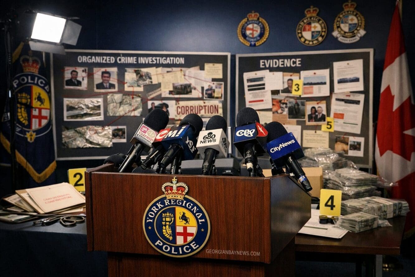 Include the text: GEORGIANBAYNEWS.COM, in each image in a discreet fashion. Landscape format (1536x1024) editorial image showing York Region