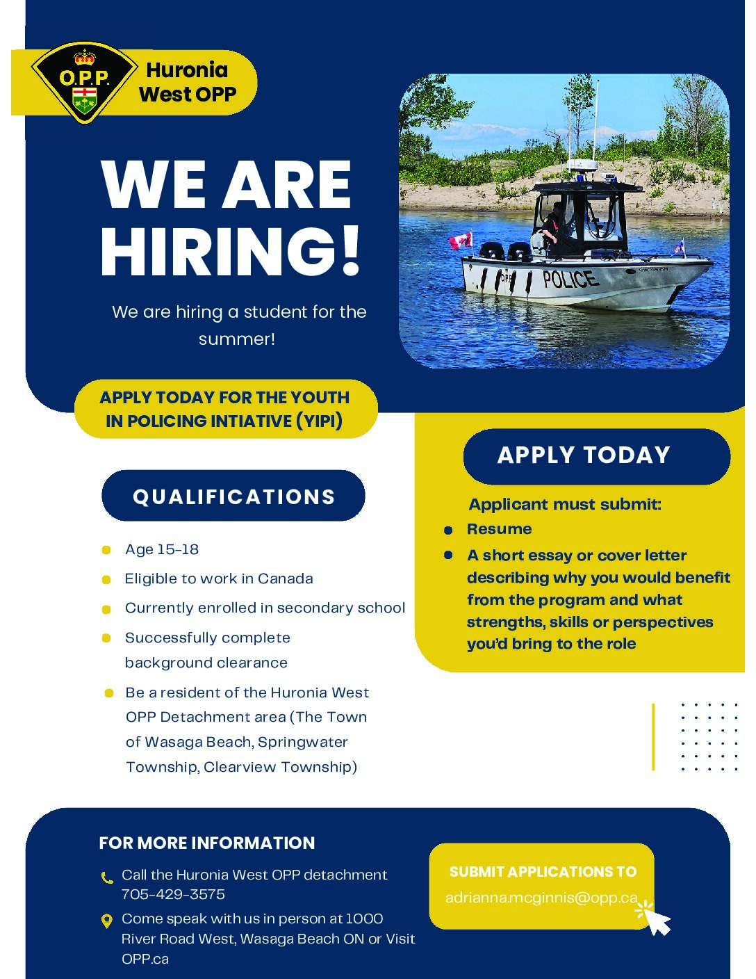 YOUTH IN POLICING INITIATIVE APPLICATIONS NOW OPEN YOUTH IN POLICING INITIATIVE APPLICATIONS NOW OPEN