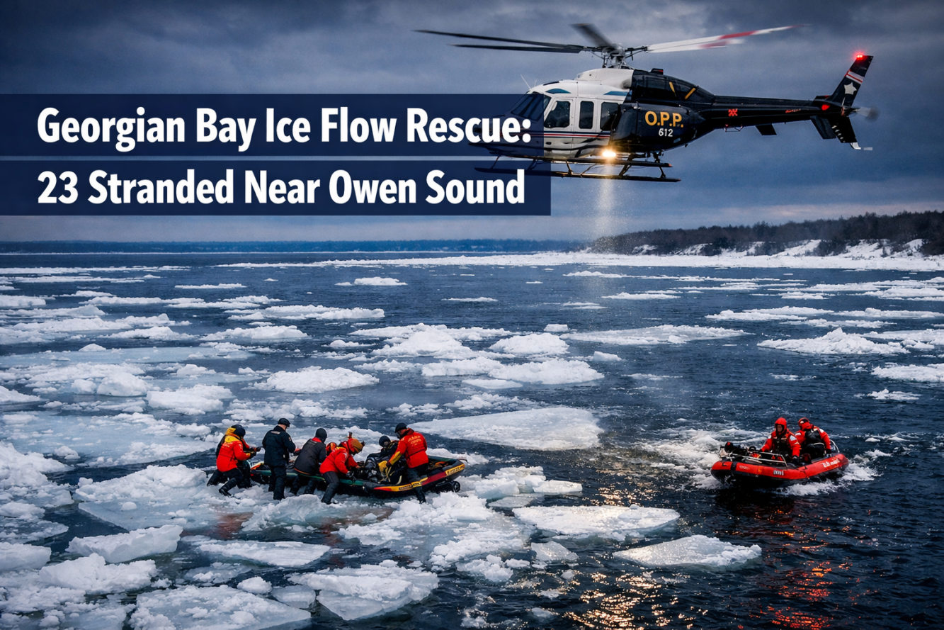 Georgian Bay Ice Flow Rescue: 23 Stranded Near Owen Sound – Dramatic OPP Helicopter Operation