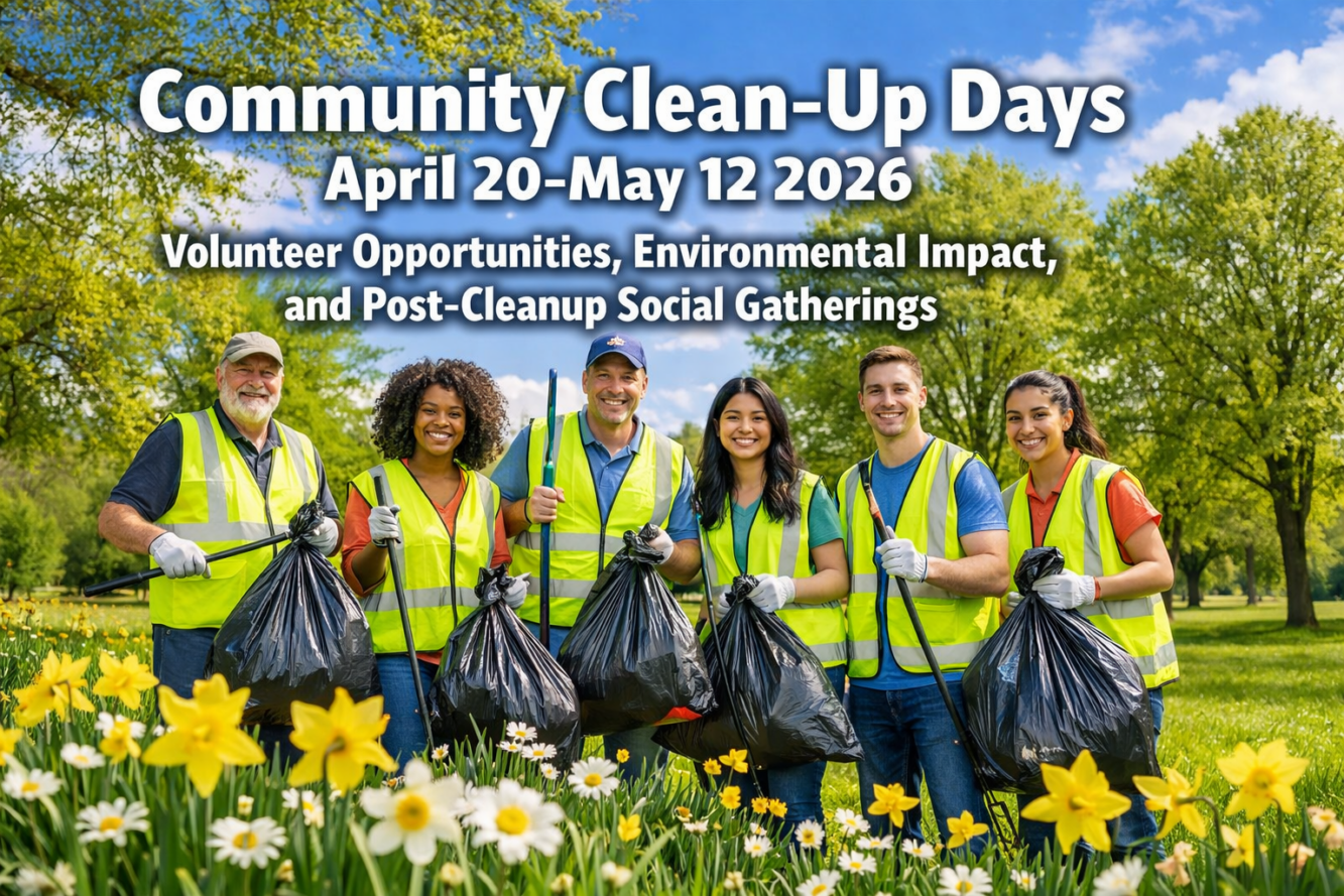 Community Clean-Up Days April 20-May 12 2026: Volunteer Opportunities, and Environmental Impact