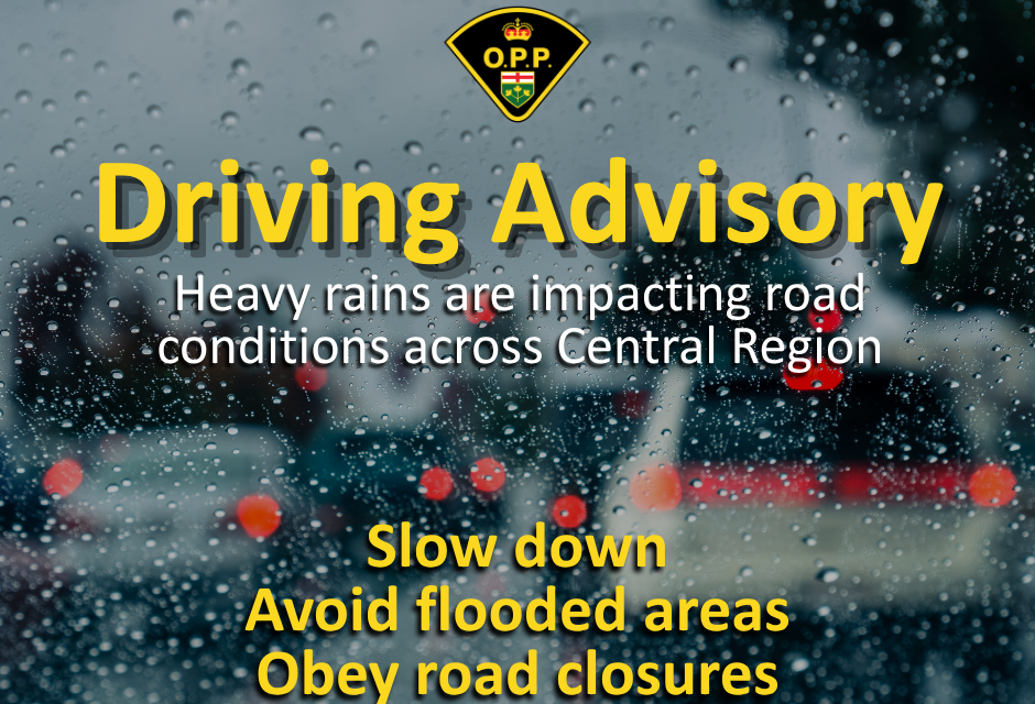 OPP | HEAVY RAINFALL IMPACTING ROAD CONDITIONS ACROSS CENTRAL REGION