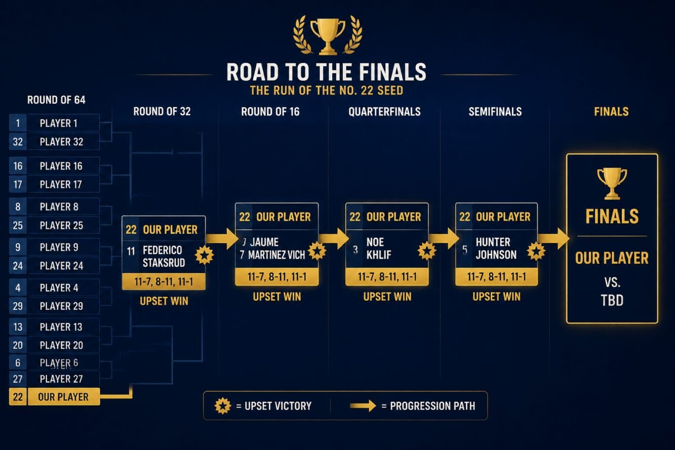 () editorial image showing tournament bracket visualization with seed numbers and player names, highlighting the path from