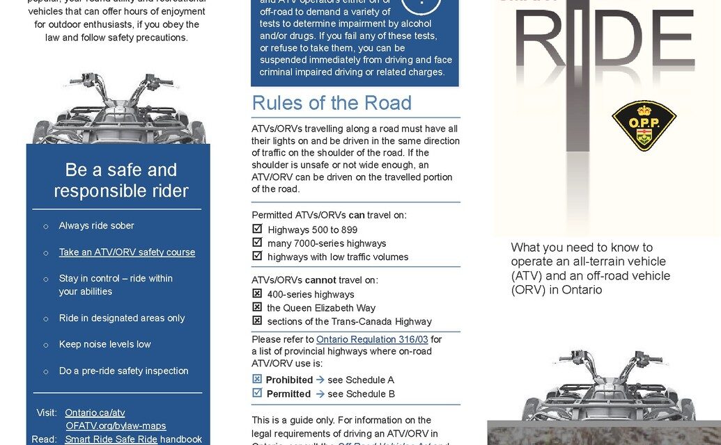OPP REMINDS ORV OPERATORS TO KNOW THE LAWS AND RIDE SAFELY