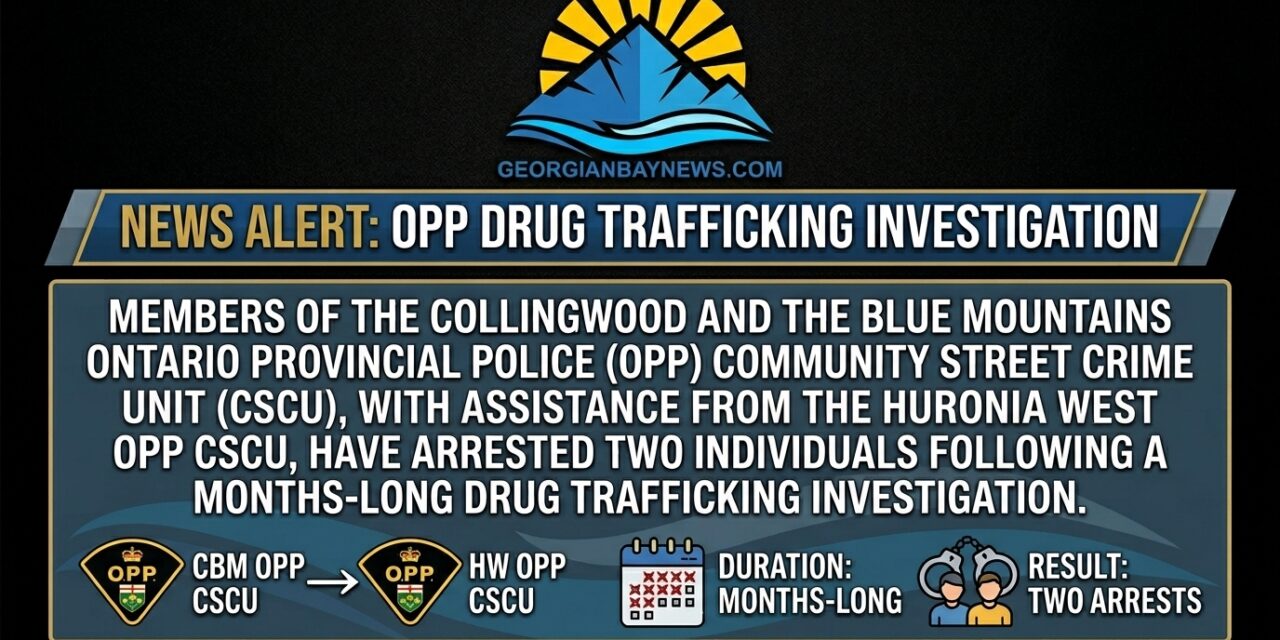 TWO ARRESTED FOLLOWING DRUG TRAFFICKING INVESTIGATION IN COLLINGWOOD