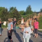 Great Fun Outdoor Line Dancing on the Collingwood Amphitheatre Stage