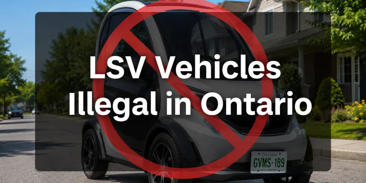 🚗 Low-Speed Vehicles are illegal to operate on municipal roadways, in bicycle lanes, and on sidewalks throughout Ontario
