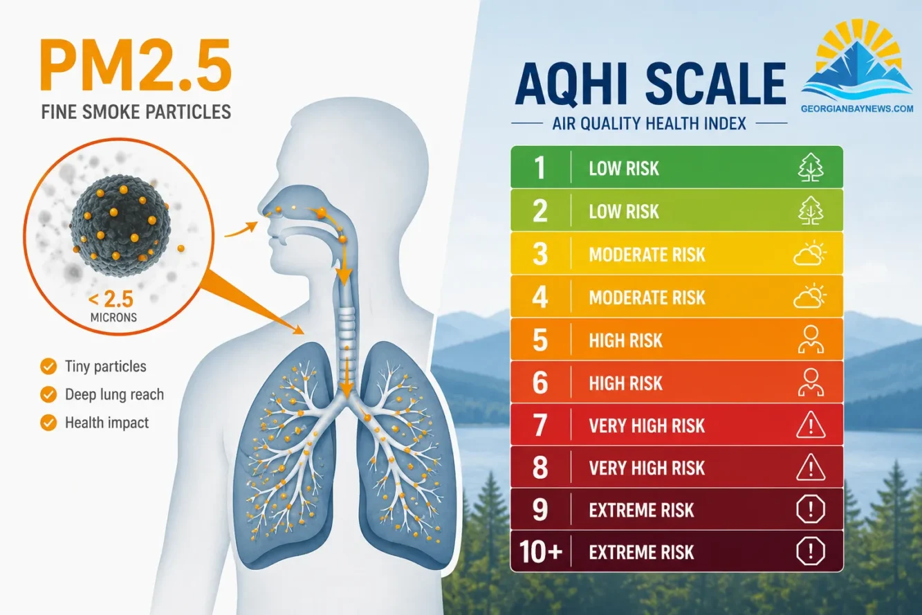 AQHI scale and PM2.5 particle diagram