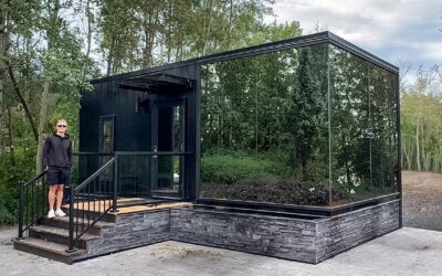 Inside the Blacked out Prefab Home with Floor to Ceiling Windows | Kerry Tarnow